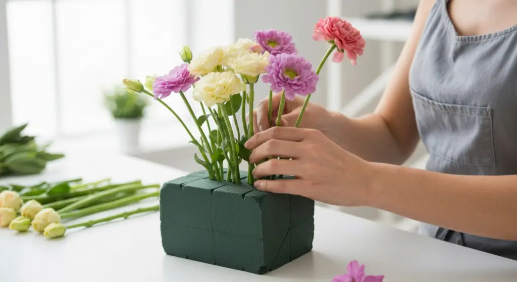 bloemschikken met bio steekschuim