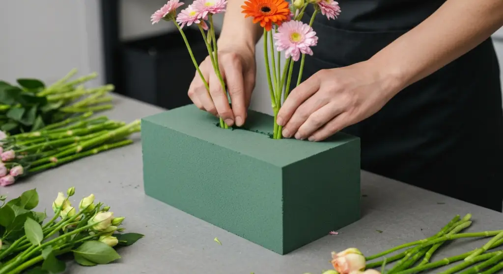 bloemschikken met bio steekschuim