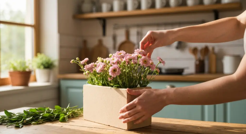 bloemschikken met bio steekschuim